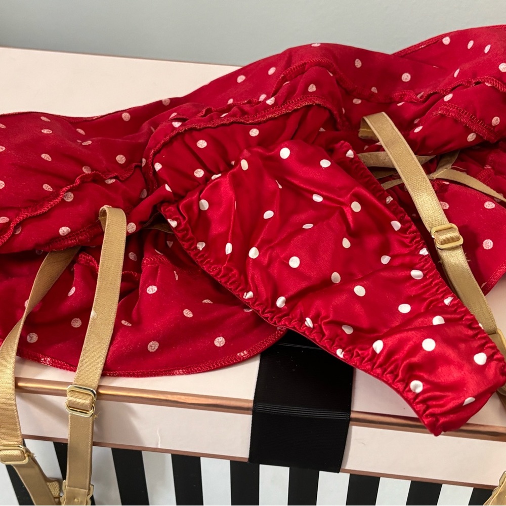 Elusive Red & White Polka Dot Lingerie Set Victoria's Secret Sexy Little Things - Picture 10 of 15